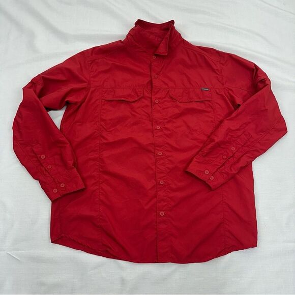 Columbia Men's Size XL Omni Shade Red Long Sleeve Lightweight Button Down Shirt - Picture 9 of 14